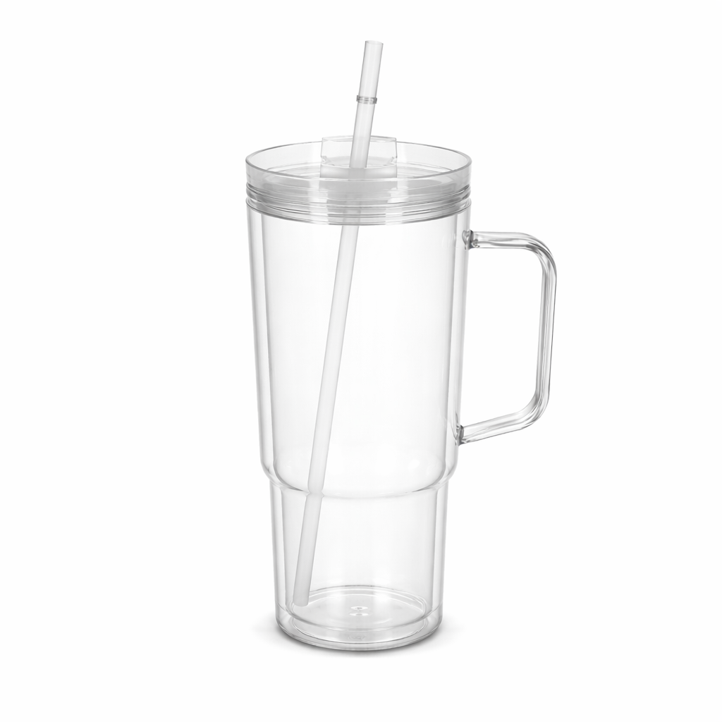 40 oz Acrylic Snow-globe Tumbler with Handle