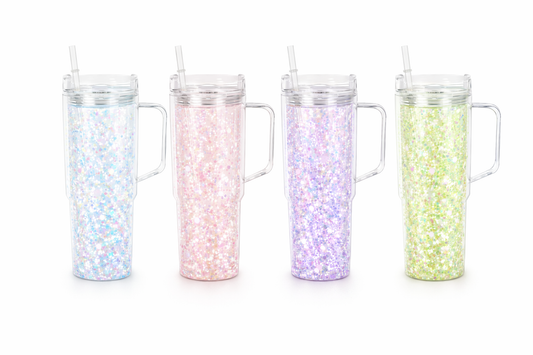 40 oz Acrylic Snow-globe Tumbler with Handle