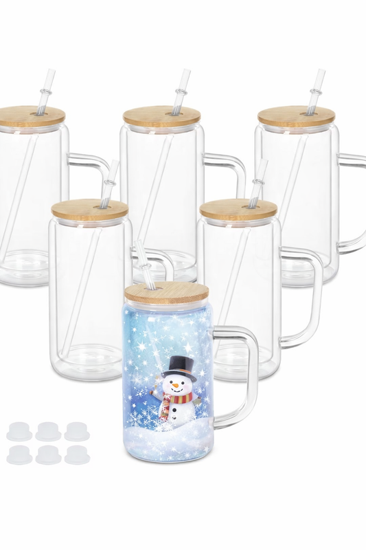 Snow Globe Glass Tumblers with DTF 16oz
