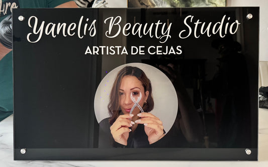 Black Acrylic Sign with Raised Letters and Custom Logo